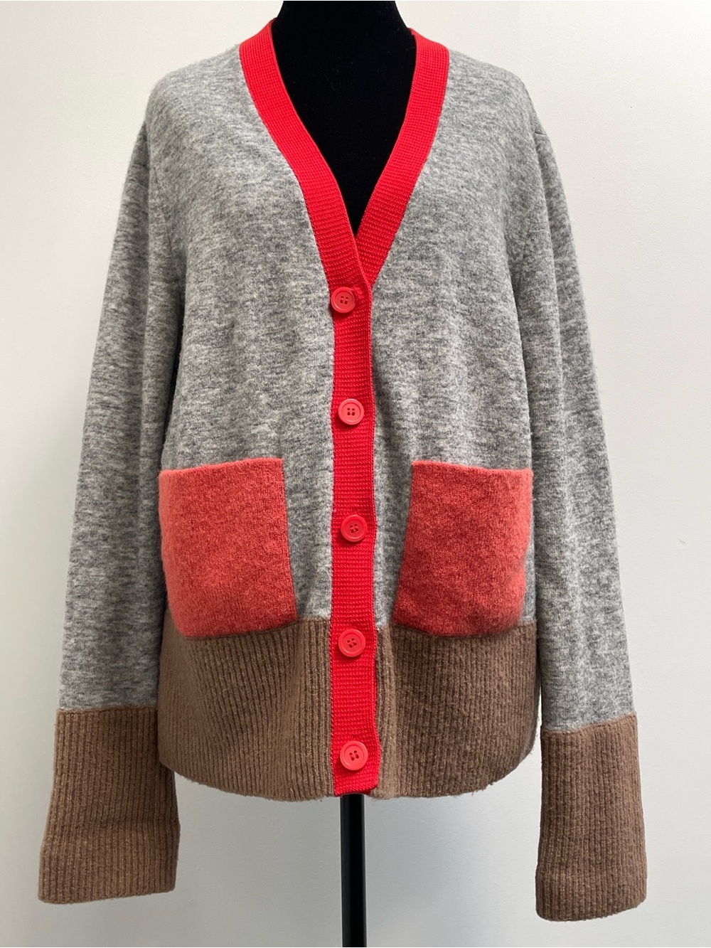 COS Collection of Style Colorblock Wool Blend Cardigan | Size L